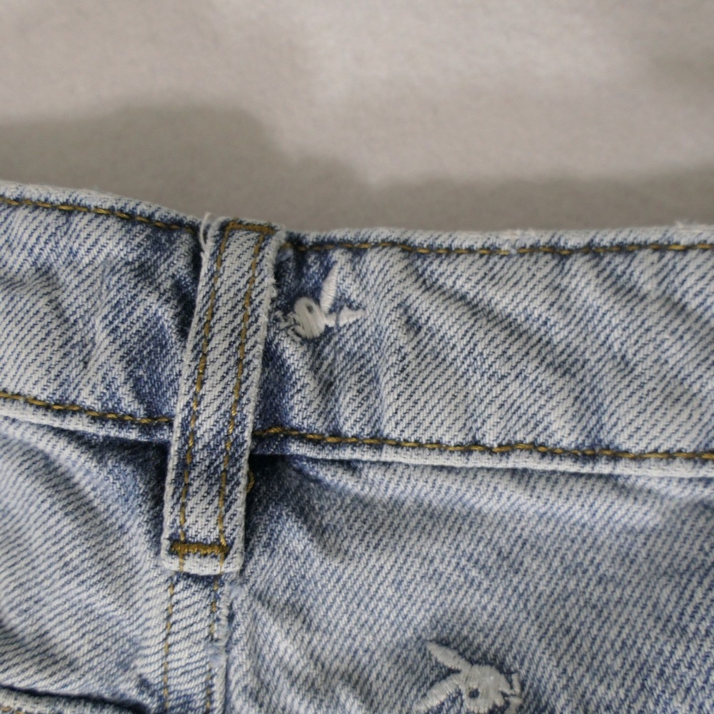 PacSun Womens Shorts Denim Blue 24 Light Wash Embroidered Bunny Playboy Y2K - Picture 9 of 10